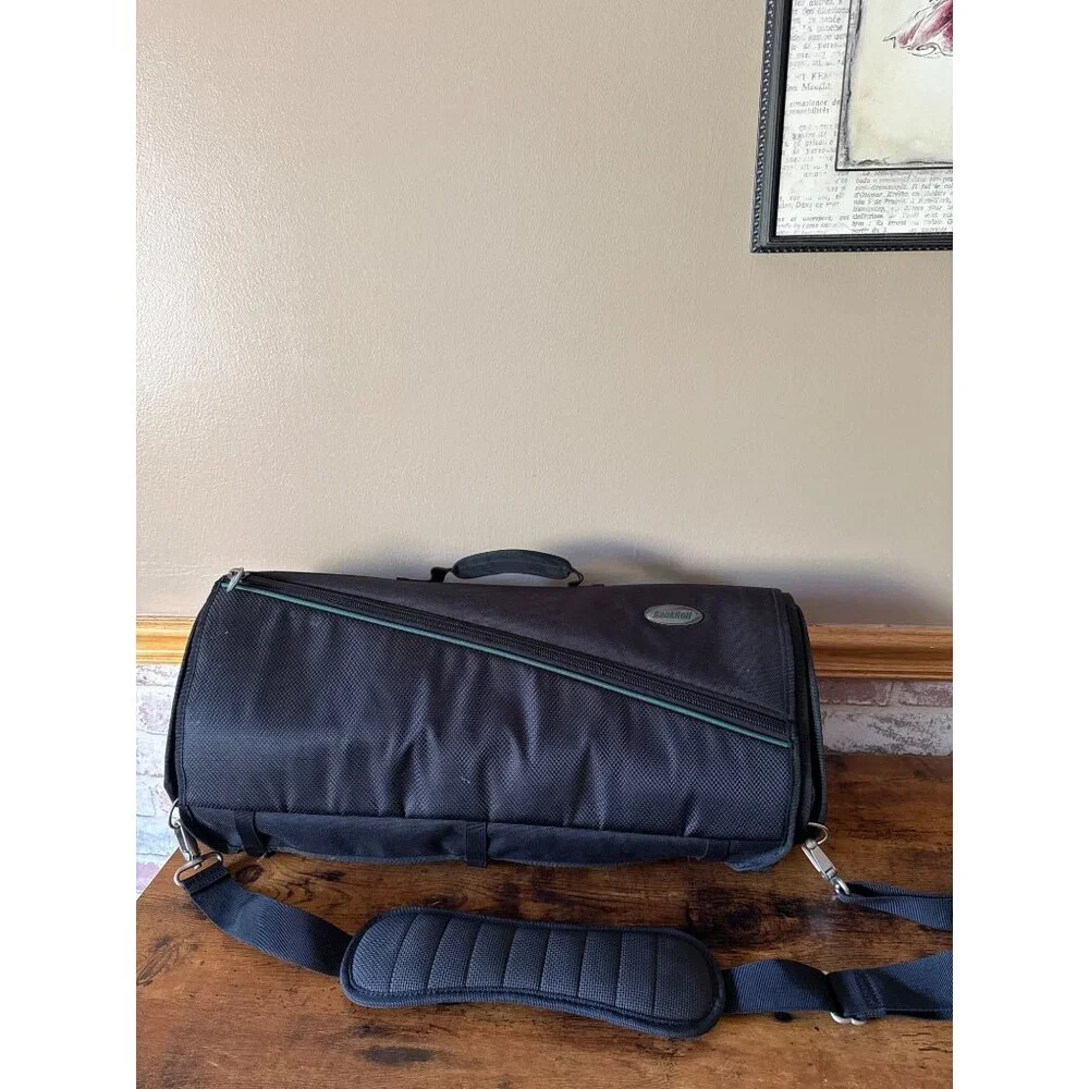 Jos A Bank Black Padded Roll Up Luggage Case & Garment Bag With Shoulder Strap